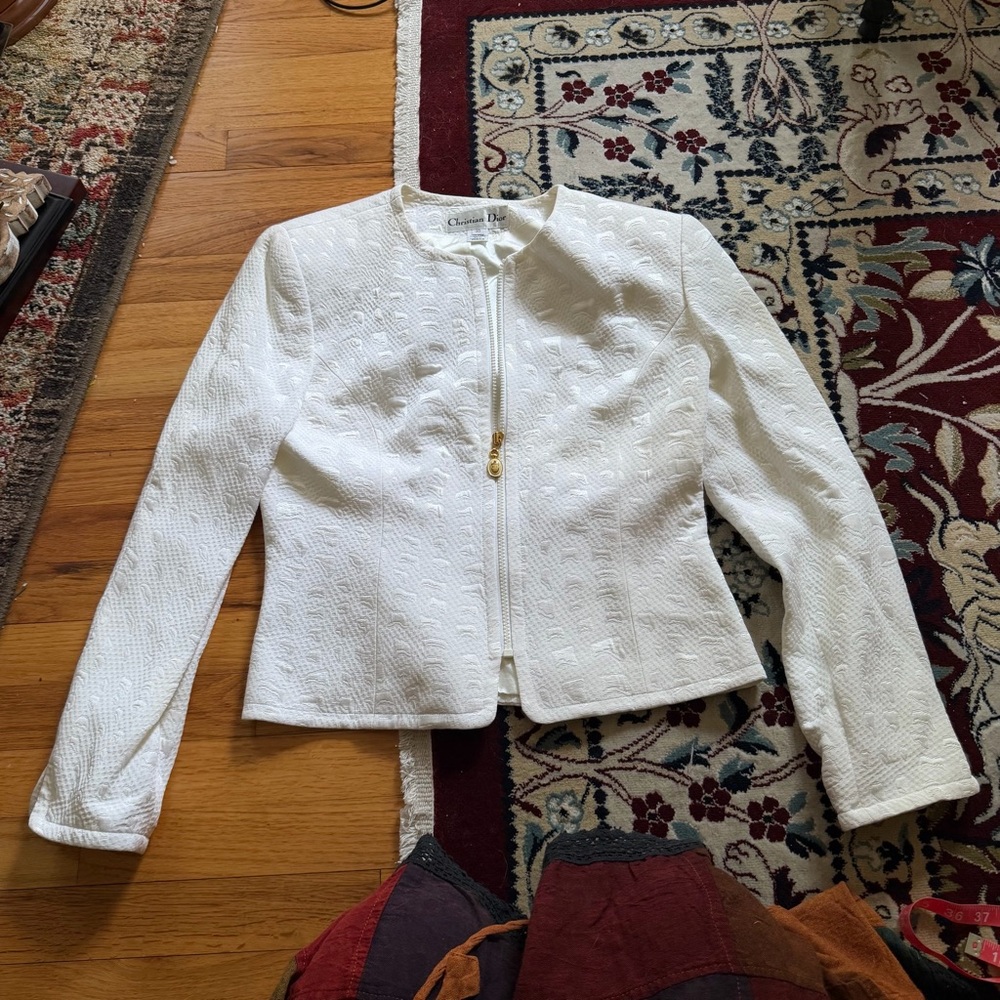 Vintage Christian Dior textured white jacket